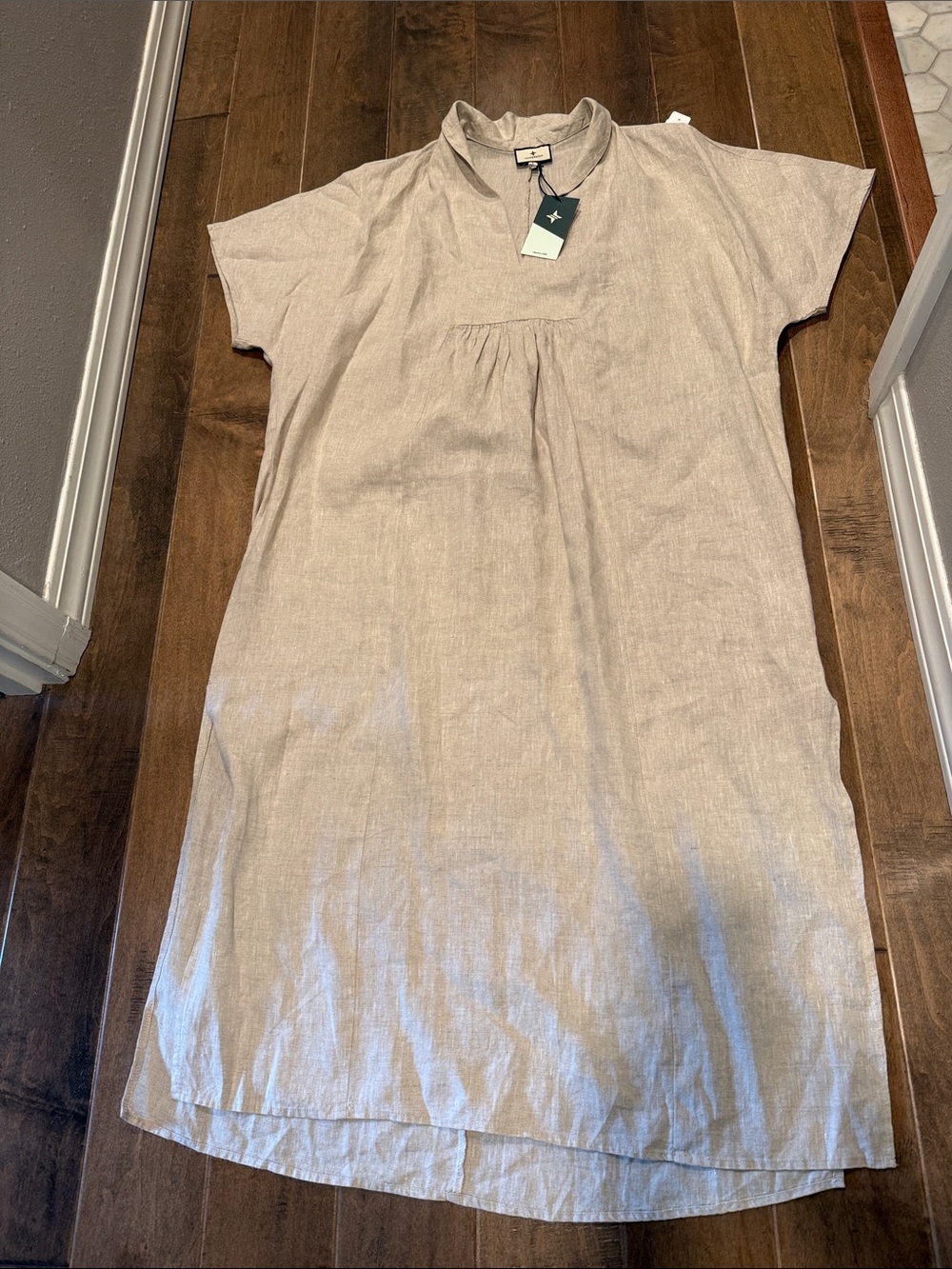 Tuckernuck 100% Linen Midi Dress - Beige Taupe